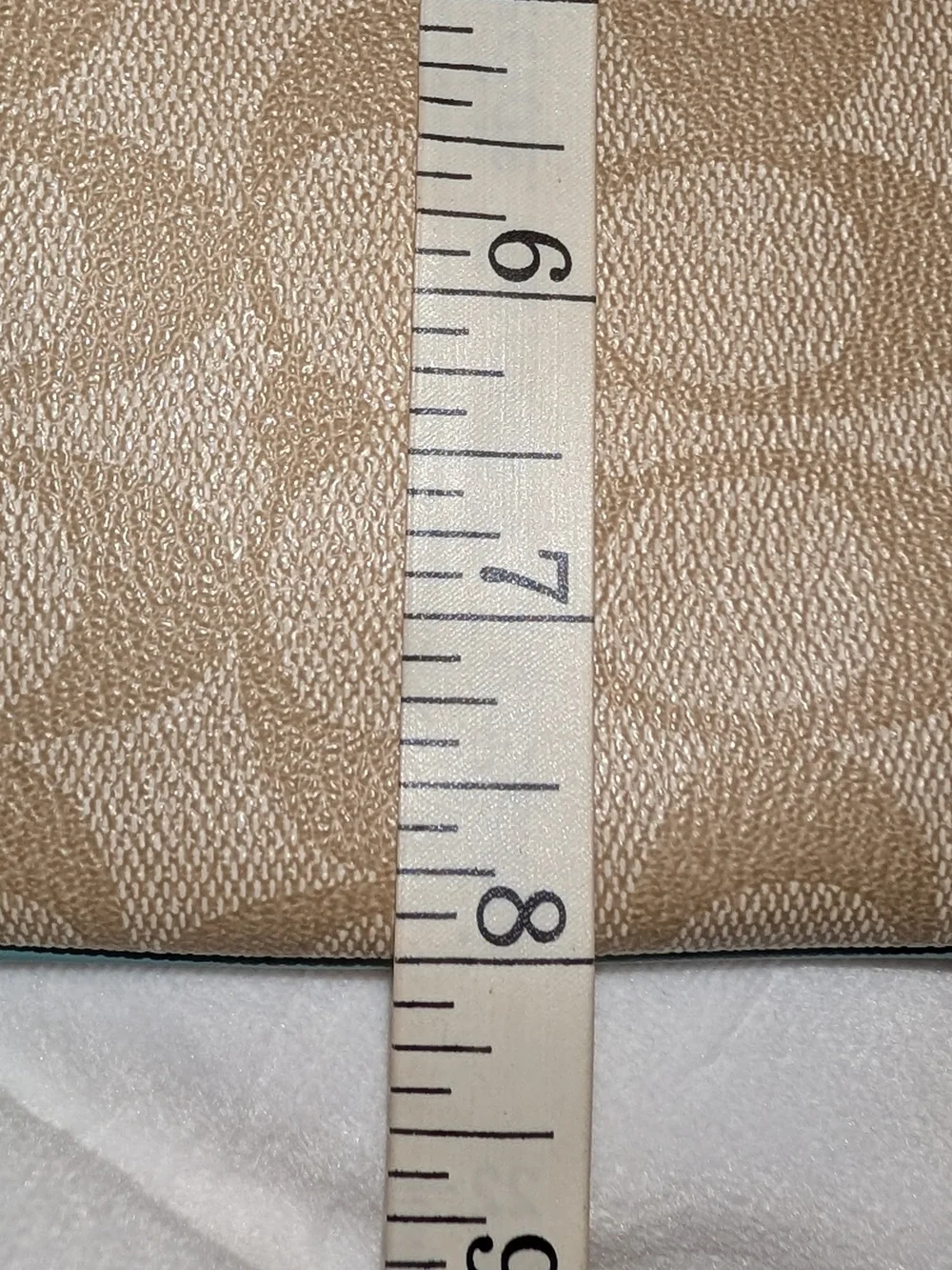 Large Corner Zip Wristlet Signature Canvas Khaki Blue VGC